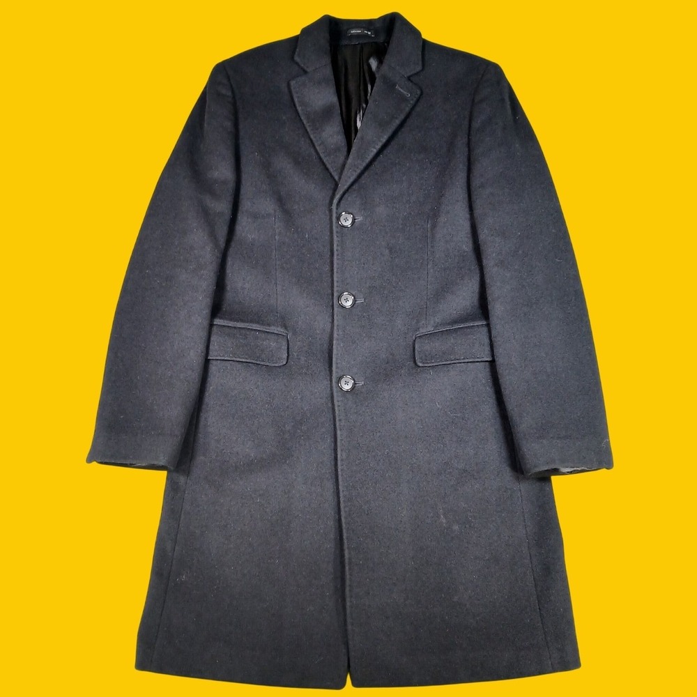 Express Overcoat Jacket Mens M Single Breasted Black Wool Blend 2008
